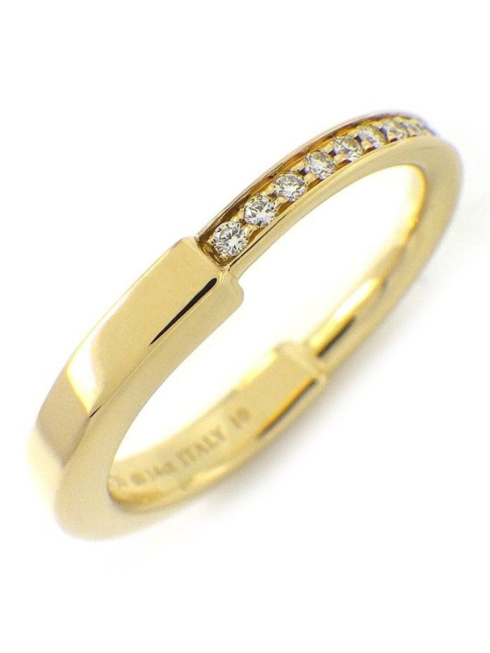 Tiffany & Co Ring Lock Half Circle Diamond Total 18K Yellow Gold